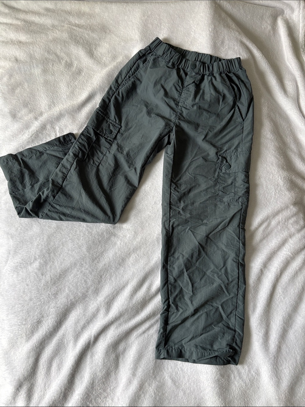 Kids Wide Leg Casual Cargo Pants in Dark Gray